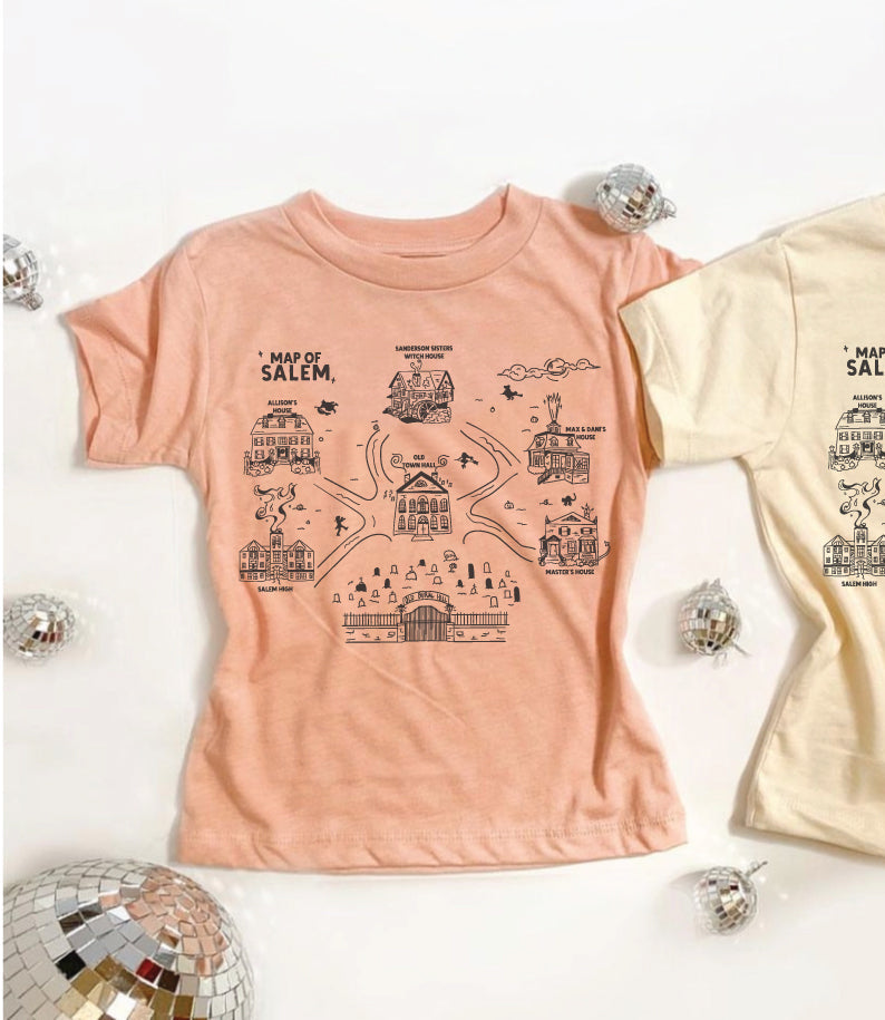 Salem Map peach tee (kids)